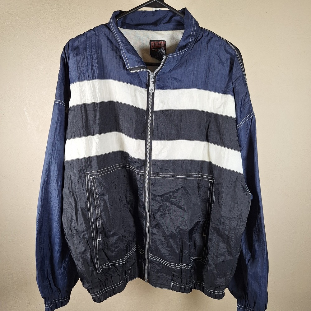 Athletic Works Vtg Colorblock Windbreaker Zip Up Track Jacket Nylon Large